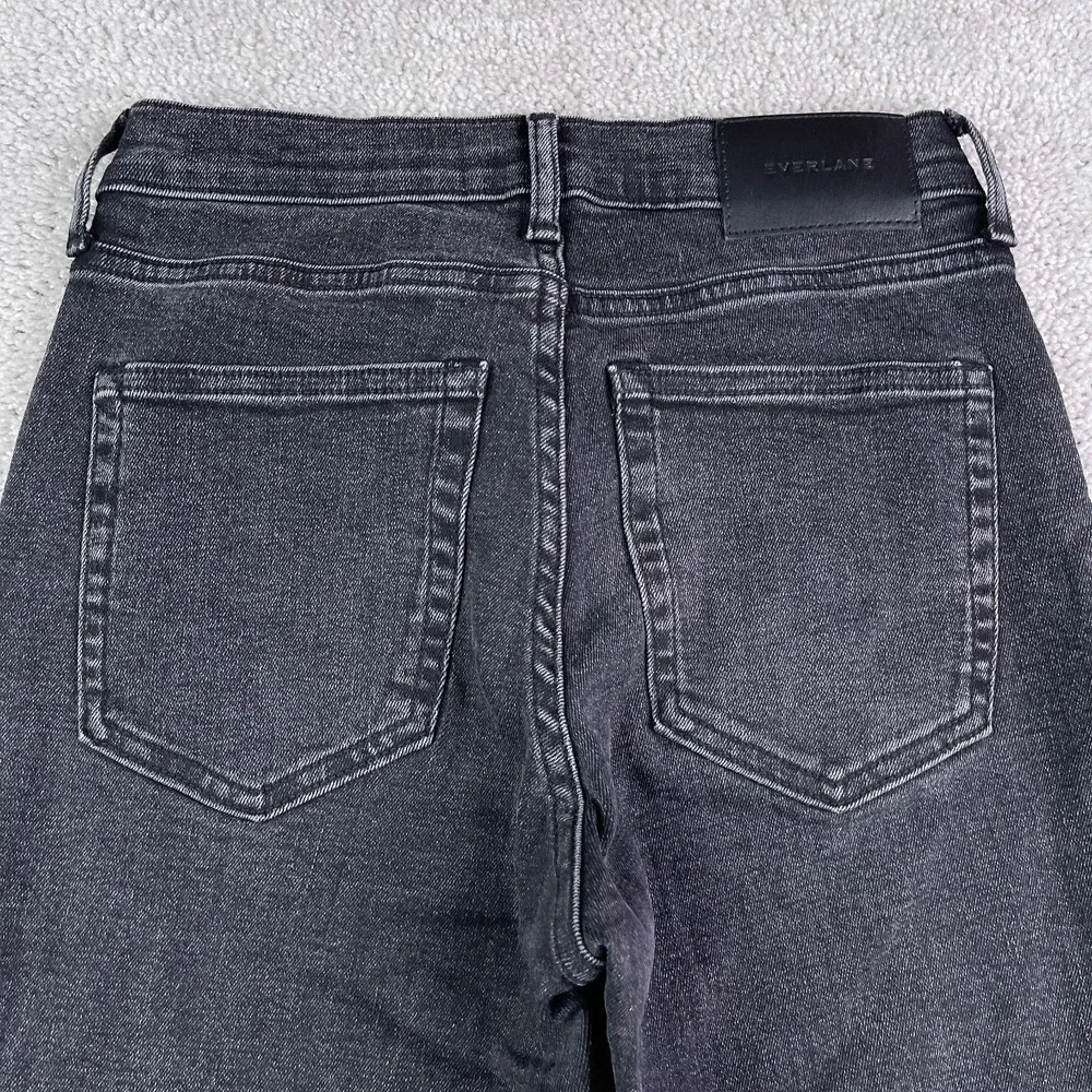 Everlane Jeans Womens 25 Tall Black Mid Rise Skinny Stretch Denim Fray Cuffs‎